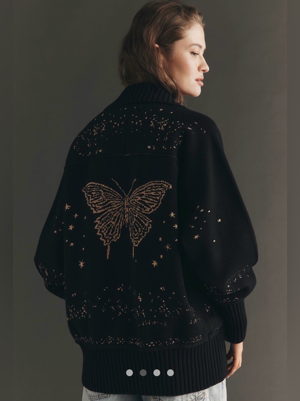 NWT By Anthropologie Collared V-
Neck Cardigan - Metallic Butterfly - Small - Picture 3 of 12